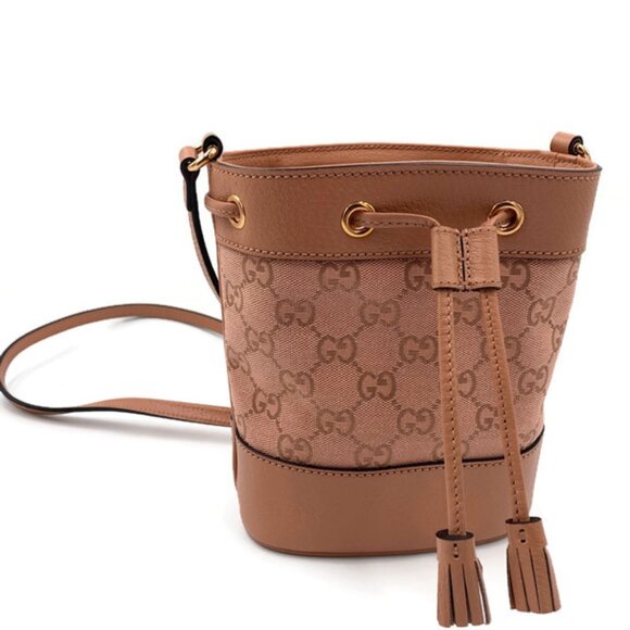 Authentic Gucci Ophidia GG Mini Bucket Bag Pink Canvas Crossbody - Brand New - Picture 3 of 16